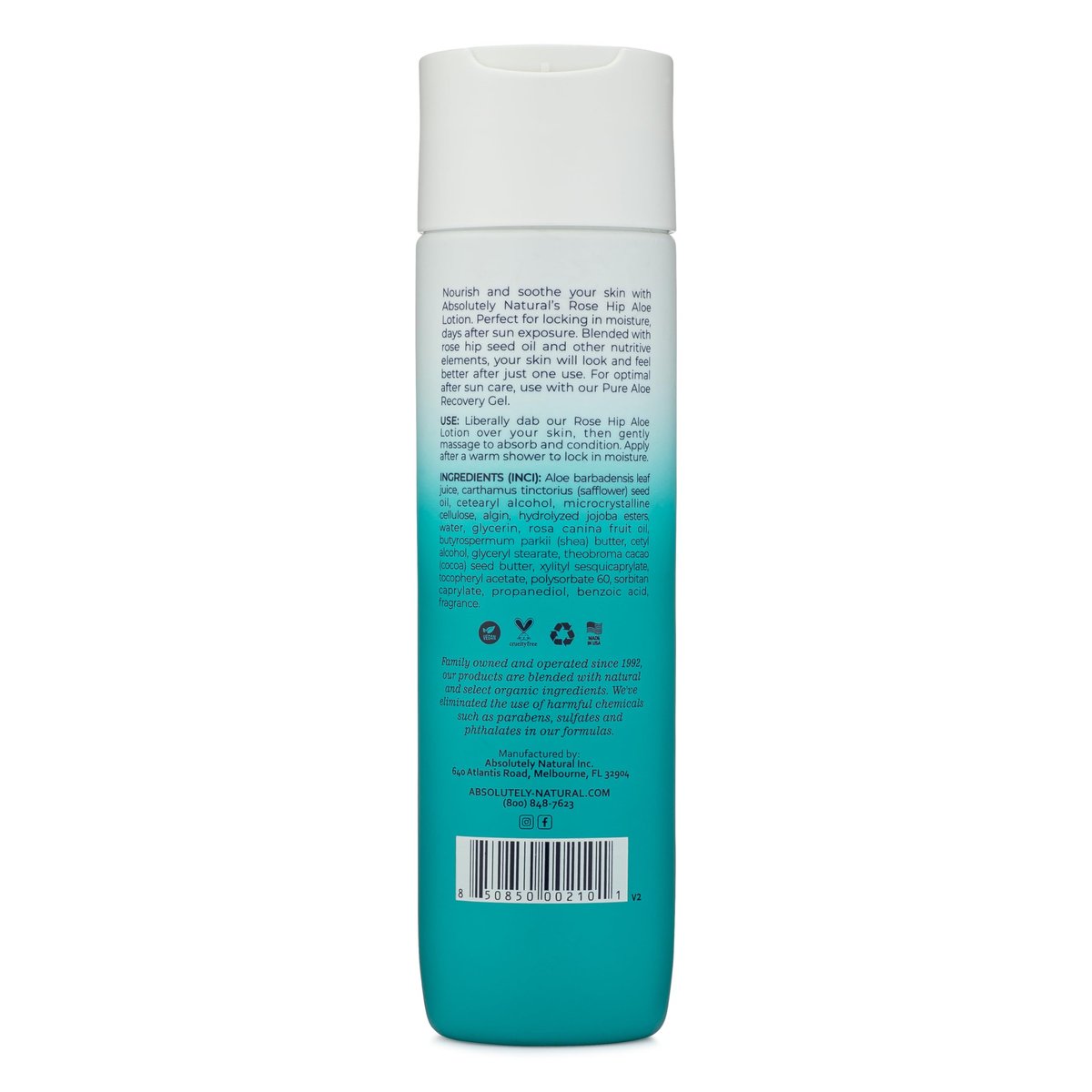 Absolutely Natural After Sun Lotion & Moisturizer with Aloe Vera, Rose Hip Oils, & Vitamin E | Helps Prevent Anti-Aging & Sunburn Relief - 8 Fl Oz Avelisse