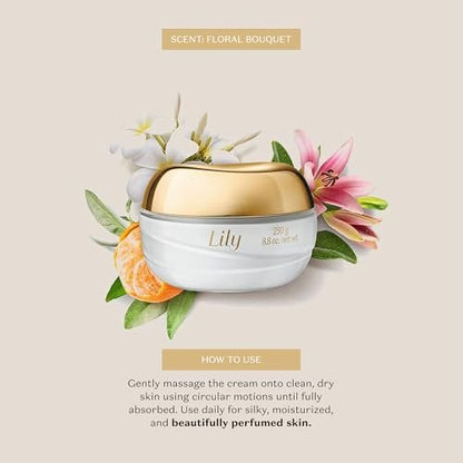 O BOTICÁRIO Lily Satin Hydrating Body Cream - 24 Hour Fragranced Body Butter for Dry Skin, 8.8 oz