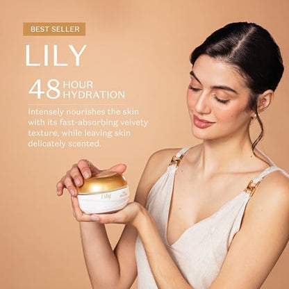O BOTICÁRIO Lily Satin Hydrating Body Cream - 24 Hour Fragranced Body Butter for Dry Skin, 8.8 oz