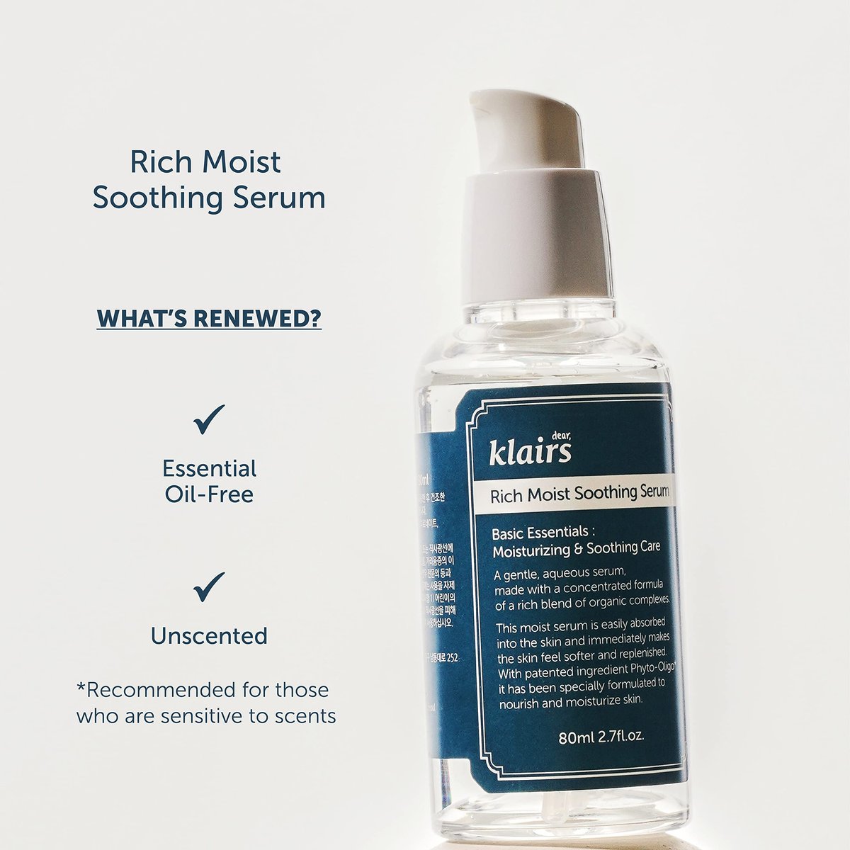 DearKlairs Rich Moist Soothing Serum - Instant Absorption, Non-Greasy, Hydrating, Cooling Basic Skincare, Unscented, 2.7 Fl Oz Avelisse