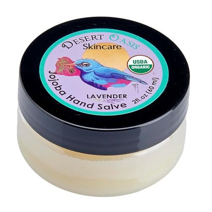 Organic Lavender Hand Salve – Soothes Dry, Cracked Hands & Cuticles with Jojoba Oil & Beeswax | Desert Oasis Skincare (2 oz)