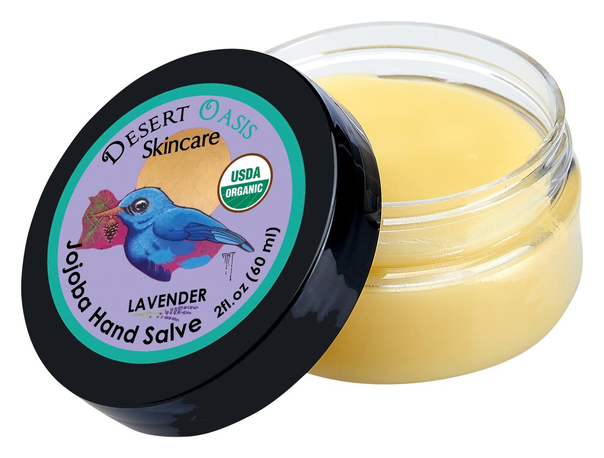Organic Lavender Hand Salve – Soothes Dry, Cracked Hands & Cuticles with Jojoba Oil & Beeswax | Desert Oasis Skincare (2 oz) - görsel 3