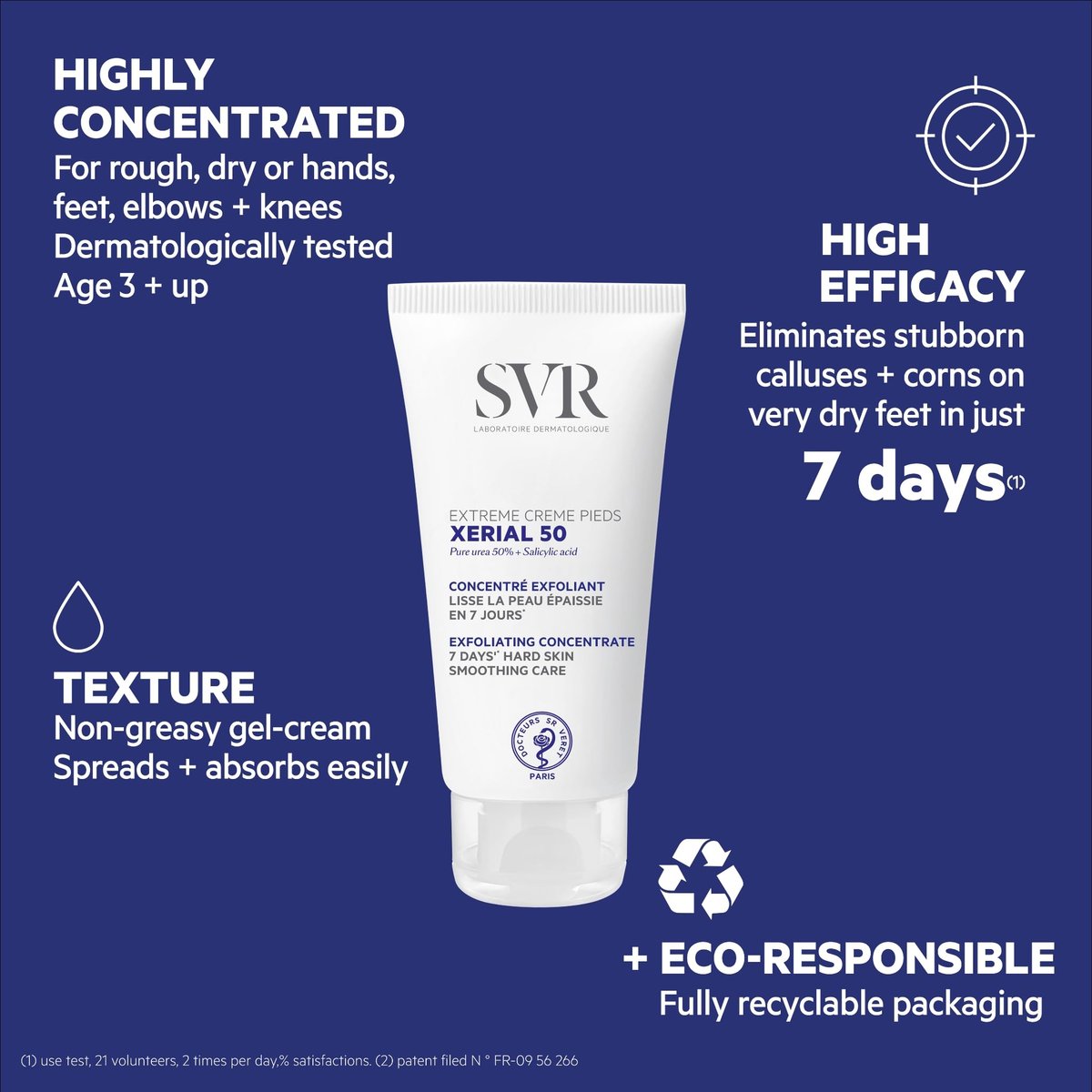 SVR Xerial 50 Extreme Foot Gel - 50% Urea & Salicylic Acid for Severely Dry, Cracked, Rough Skin - 1.7 Fl Oz Avelisse