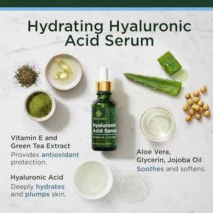 Tree of Life Hyaluronic Acid Serum for Face – Deep Hydration for Dry, Dehydrated & Sensitive Skin – Dermatologist Tested – 2 Fl Oz