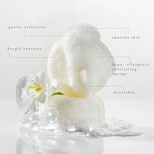 kai Body Buffer – 2 Count Exfoliating Bath Sponges with Built-in Cleanser, Gardenia Scent, Vegan & Cruelty-Free Avelisse