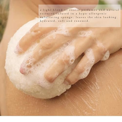 kai Body Buffer – 2 Count Exfoliating Bath Sponges with Built-in Cleanser, Gardenia Scent, Vegan & Cruelty-Free Avelisse