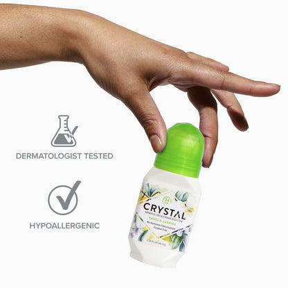 Crystal Essence Mineral Roll-On Deodorant, Vanilla Jasmine, 2.25 fl oz (Pack of 3) - Aluminum-Free, Natural Deodorant for Women and Men
