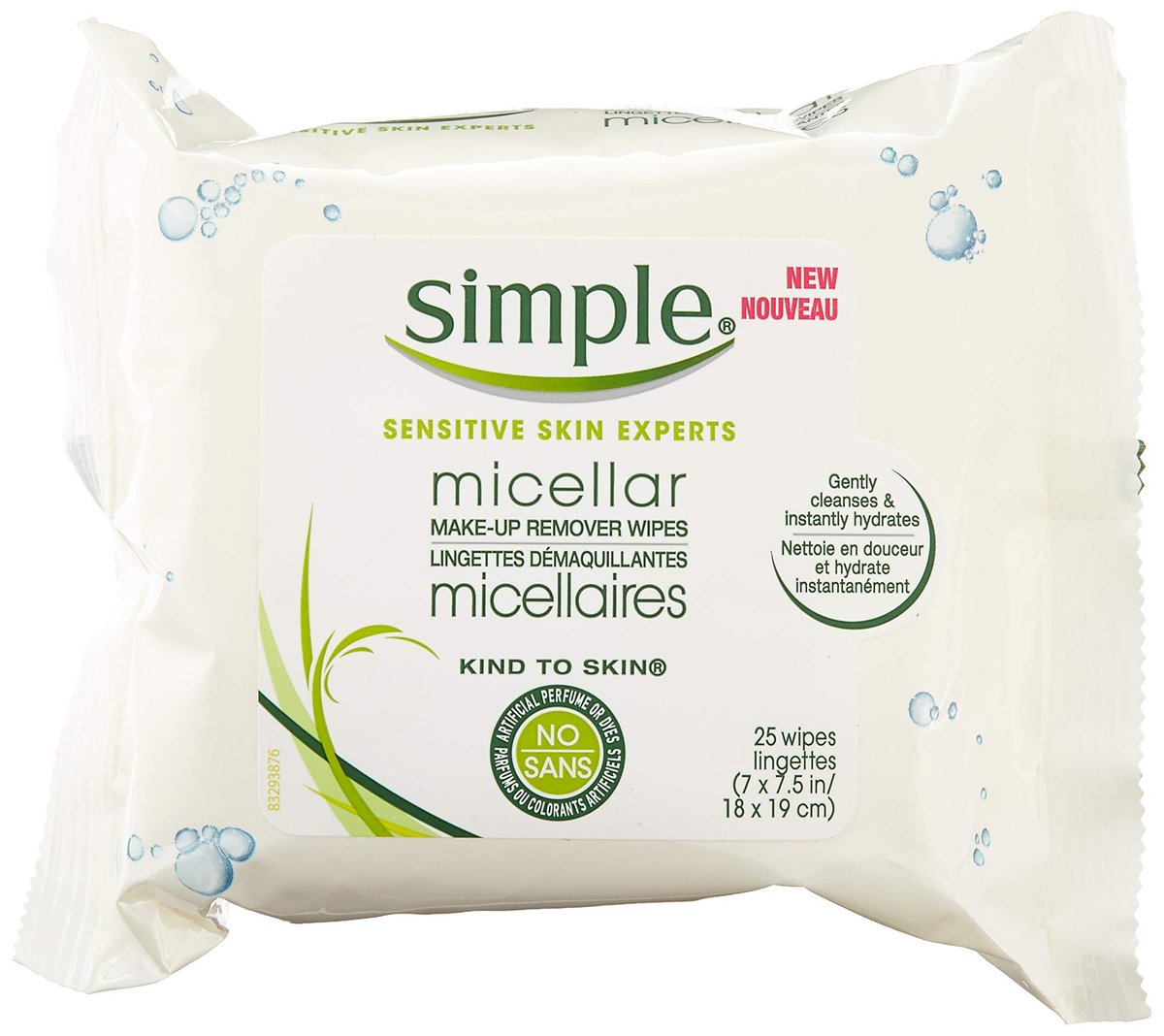 Simple Micellar Facial Wipes - 25 Count (Pack of 6) - Gentle Daily Face Cleansing Towelettes Avelisse