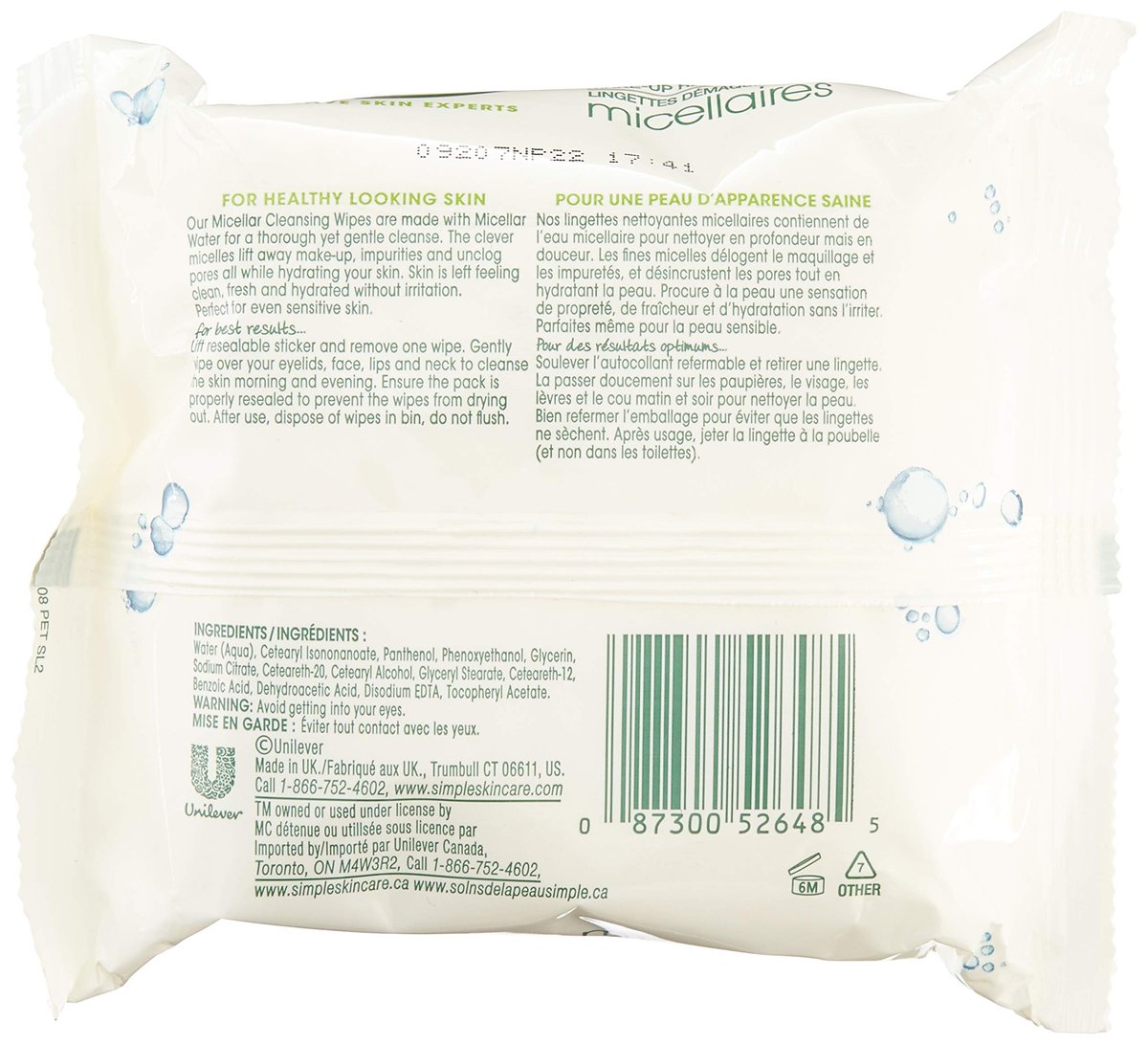 Simple Micellar Facial Wipes - 25 Count (Pack of 6) - Gentle Daily Face Cleansing Towelettes Avelisse