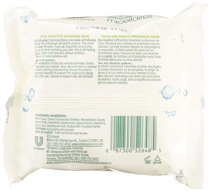 Simple Micellar Facial Wipes - 25 Count (Pack of 6) - Gentle Daily Face Cleansing Towelettes Avelisse