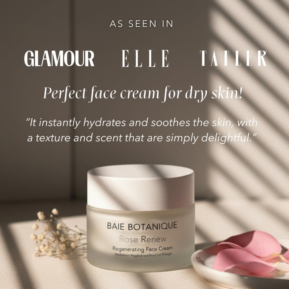 Baie Botanique Organic Face Cream & Natural Face Moisturiser – Anti-Ageing for Women & Men with Rose Water, Rosehip, Vitamin C, E, Hyaluronic Acid & Botanical Collagen – 50ml - görsel 7