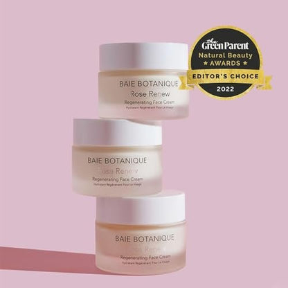 Baie Botanique Organic Face Cream & Natural Face Moisturiser – Anti-Ageing for Women & Men with Rose Water, Rosehip, Vitamin C, E, Hyaluronic Acid & Botanical Collagen – 50ml