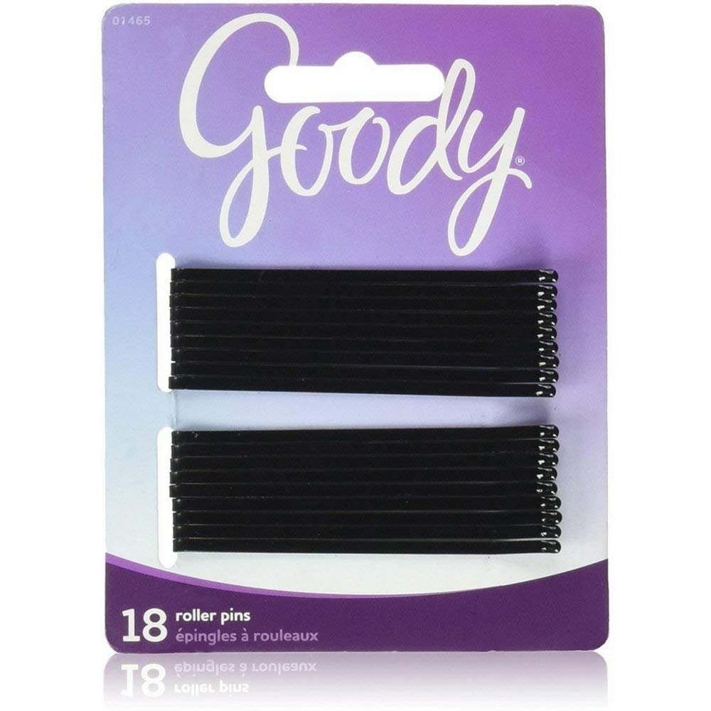 Goody Black Roller Pins 3-Inch (18 Count, Pack of 2) - Secure Hair Styling Pins for Curls, Updos & More - görsel 1