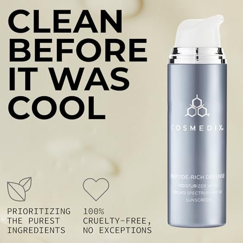 COSMEDIX Peptide-Rich Defense Face Moisturizer with SPF 50 – Hydrating Sunscreen for Dark Spots, Fine Lines & Wrinkles Avelisse
