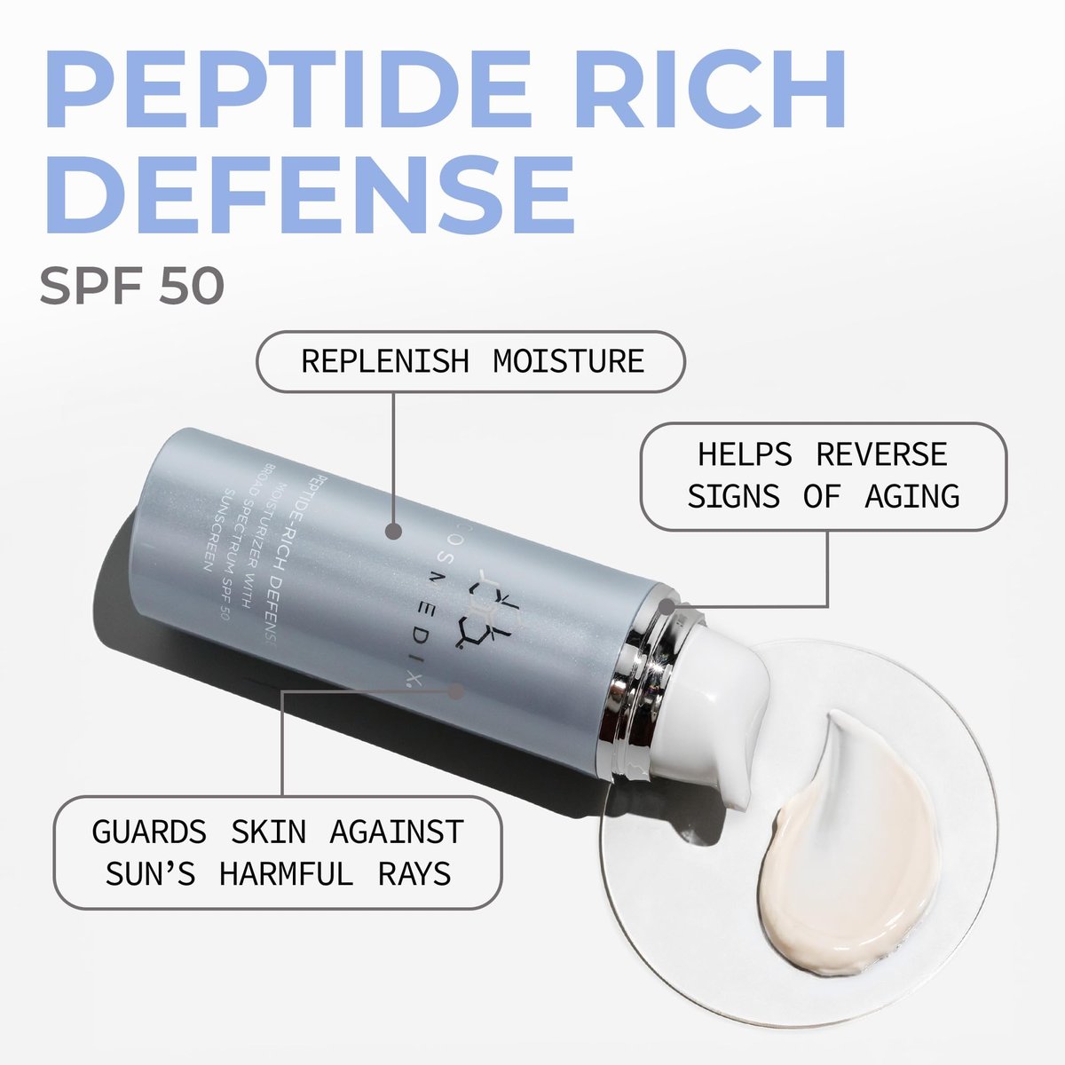 COSMEDIX Peptide-Rich Defense Face Moisturizer with SPF 50 – Hydrating Sunscreen for Dark Spots, Fine Lines & Wrinkles Avelisse
