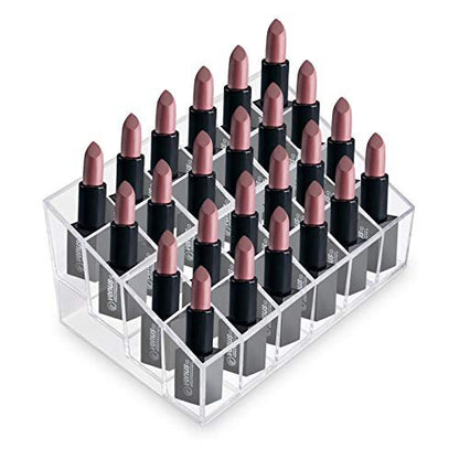 Super Z Outlet Transparent Acrylic Cosmetic Makeup Organizer – Clear Case Display Rack for Lipstick, Brushes, Bottles & More
