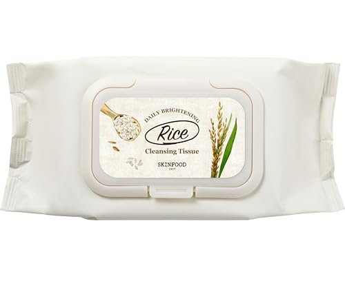 SKINFOOD Rice Cleansing Wipes - Hypoallergenic Makeup Remover Wipes for Sensitive Skin, 80 Count Avelisse