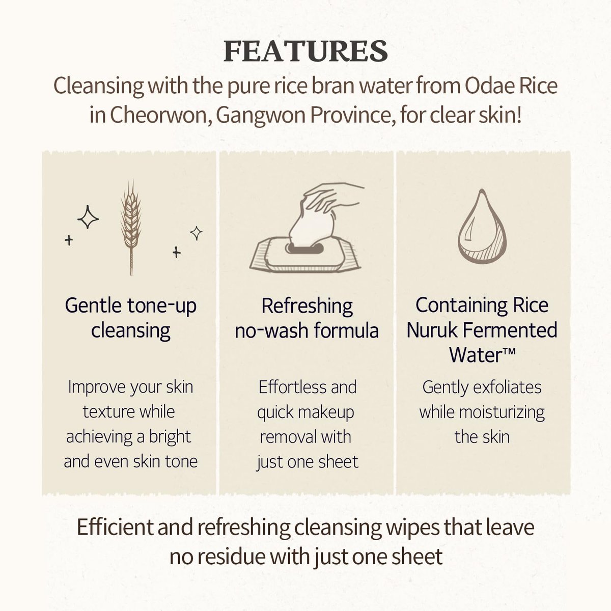 SKINFOOD Rice Cleansing Wipes - Hypoallergenic Makeup Remover Wipes for Sensitive Skin, 80 Count Avelisse