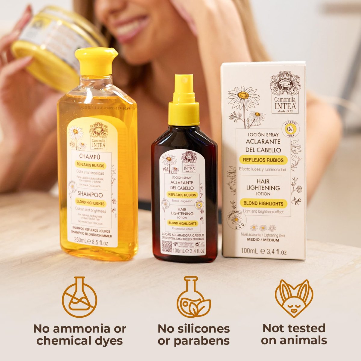 Intea Camomila Natural Blonde Highlights Hair Lightener Spray - Chamomile Extract - 3.4 Fl Oz Avelisse