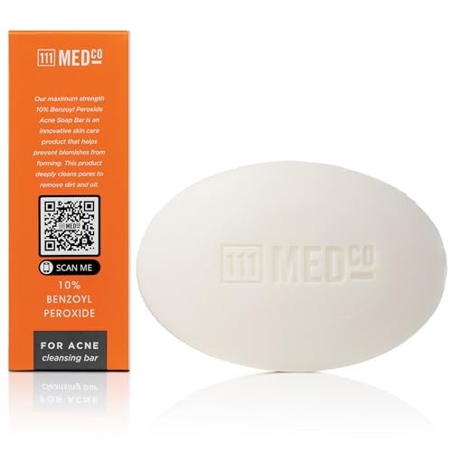 111MedCo 10% Benzoyl Peroxide Acne Treatment Cleansing Bar – Maximum Strength Medicated Face & Body Bar for Stubborn Breakouts, 4 oz - görsel 6