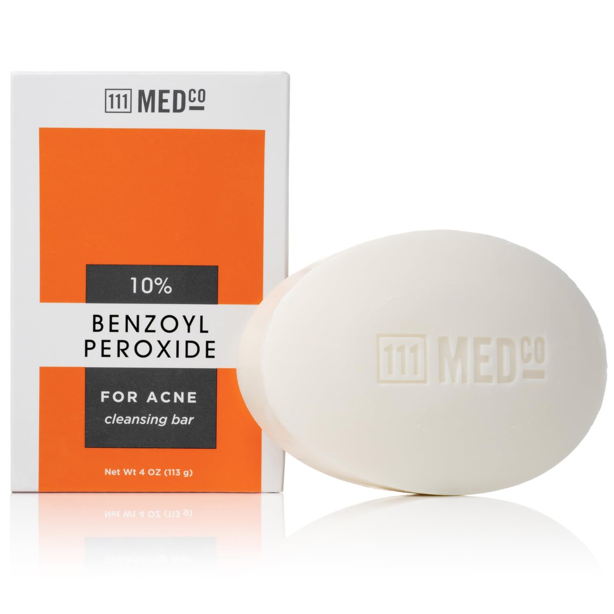 111MedCo 10% Benzoyl Peroxide Acne Treatment Cleansing Bar – Maximum Strength Medicated Face & Body Bar for Stubborn Breakouts, 4 oz - görsel 1