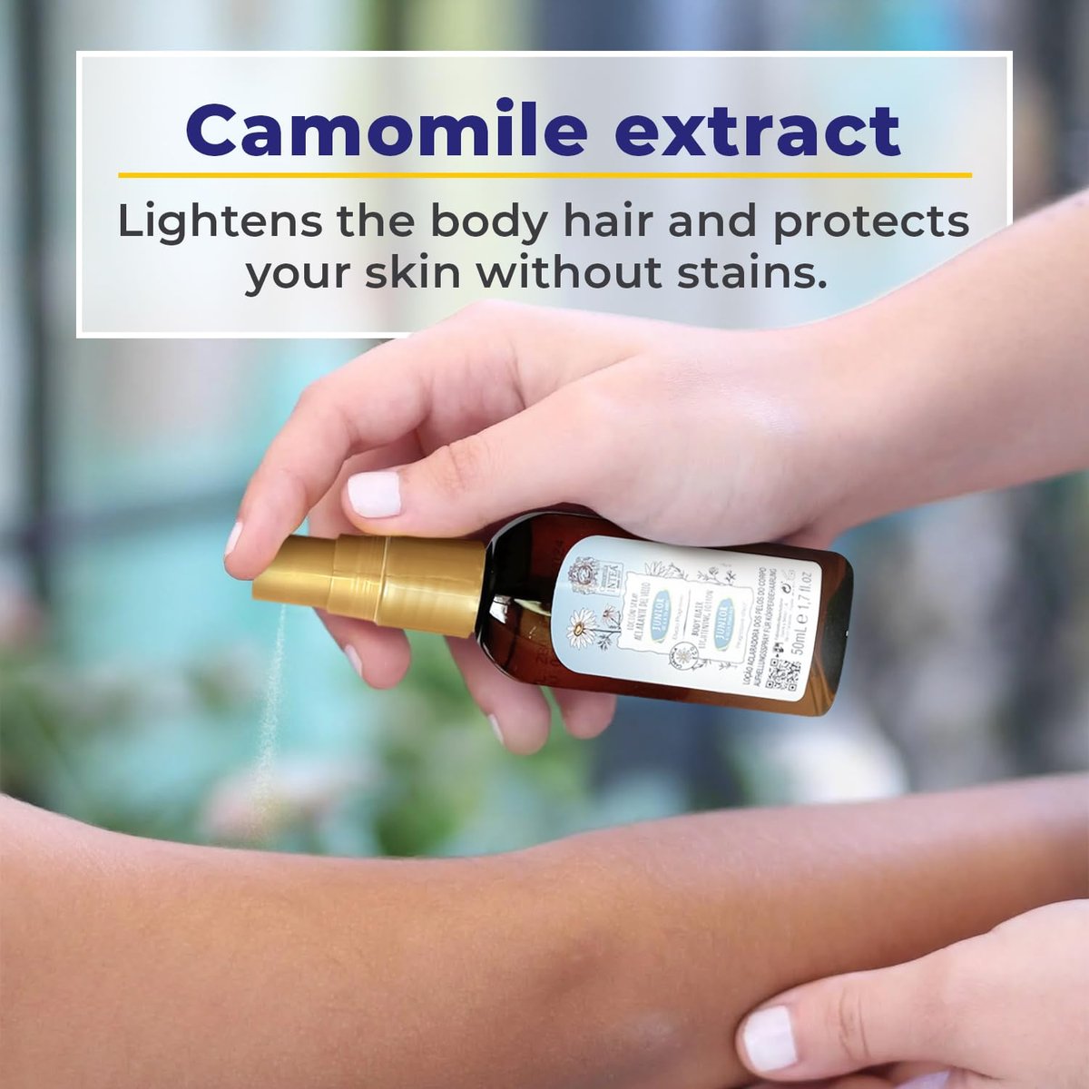 Camomila Intea Junior Body Hair Lightener for Kids - Natural Chamomile Spray, Paraben & Ammonia Free, 1.7 oz (50 ml) Avelisse