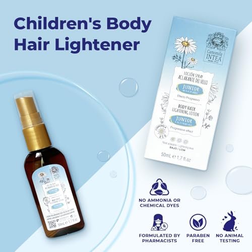 Camomila Intea Junior Body Hair Lightener for Kids - Natural Chamomile Spray, Paraben & Ammonia Free, 1.7 oz (50 ml) Avelisse