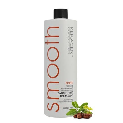 KERAGEN Brazilian Smoothing Keratin Hair Treatment - Forte, Sulfate Free, Eliminates Curls and Frizz for Medium to Coarse Hair (16 oz) Avelisse