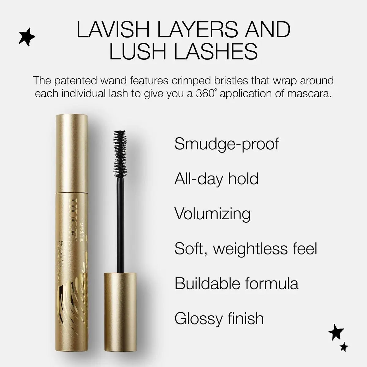 stila HUGE Extreme Lash Mascara - Intense Black, Volume & Length, No Clump or Smudge, 0.44 Fl Oz Avelisse