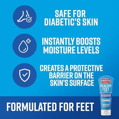 O'Keeffe's for Healthy Feet Foot Cream - 3 oz Travel Size Tube - Intense Moisture for Dry, Cracked Feet