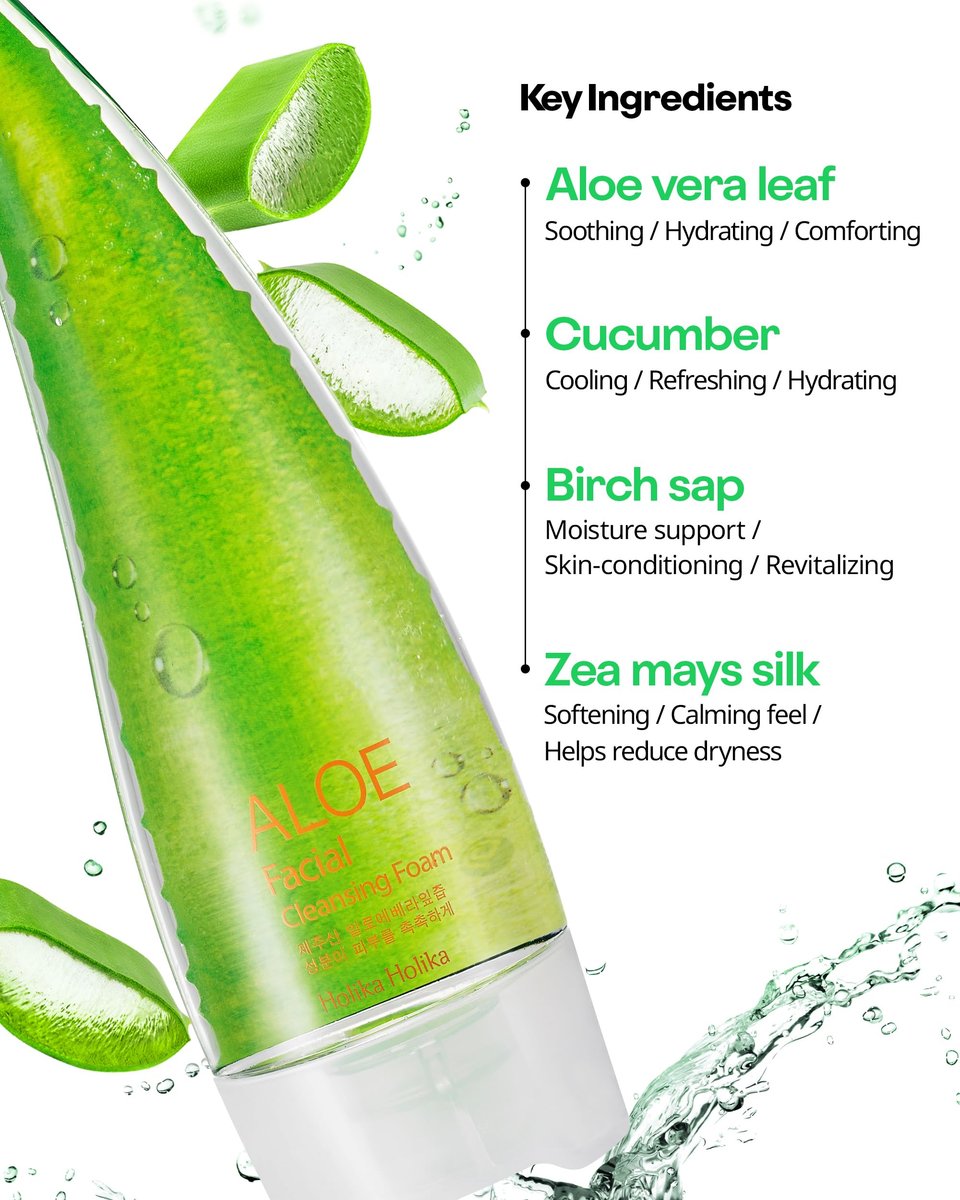 HOLIKA HOLIKA Aloe Facial Cleansing Foam – Gentle Hydrating Face Wash for All Skin Types (5.07 fl oz) - görsel 7