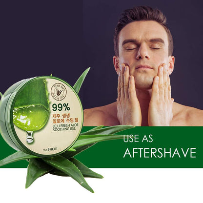 THESAEM Jeju Fresh Aloe Soothing Gel - 99% Pure Aloe Vera Leaf Juice, 10.1 fl. oz. - Multi-Purpose Moisturizing Gel for Face, Body & Hair