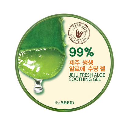 THESAEM Jeju Fresh Aloe Soothing Gel - 99% Pure Aloe Vera Leaf Juice, 10.1 fl. oz. - Multi-Purpose Moisturizing Gel for Face, Body & Hair