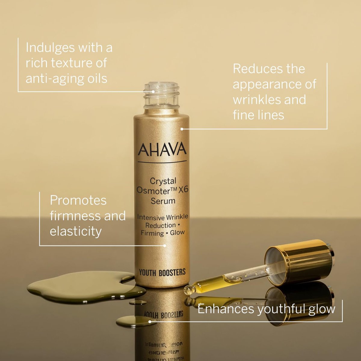 AHAVA Crystal Osmoter X6 Serum - Revolutionary Youth Booster, Intense Wrinkle Reduction, Dead Sea Osmoter & Jojoba Oil, 1 Fl Oz Avelisse