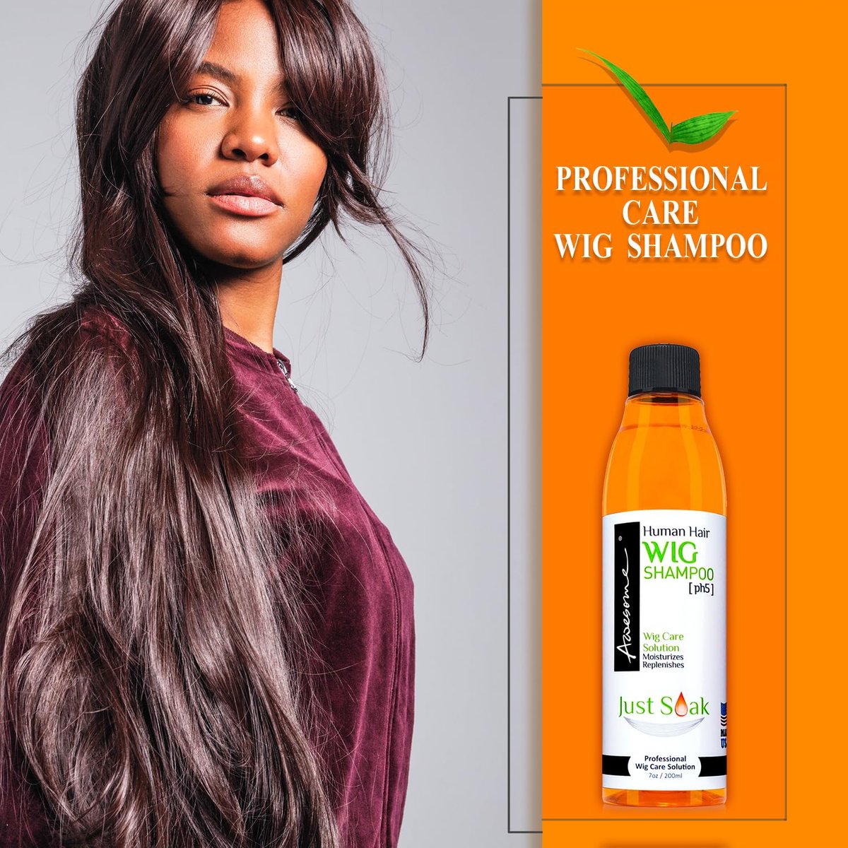 Awesome Human Hair Wig Shampoo - pH5 Wig Care Solution, Adds Body & Volume, Promotes Silkiness and Shine, Detangle & Easy Combing, 7 fl oz Avelisse