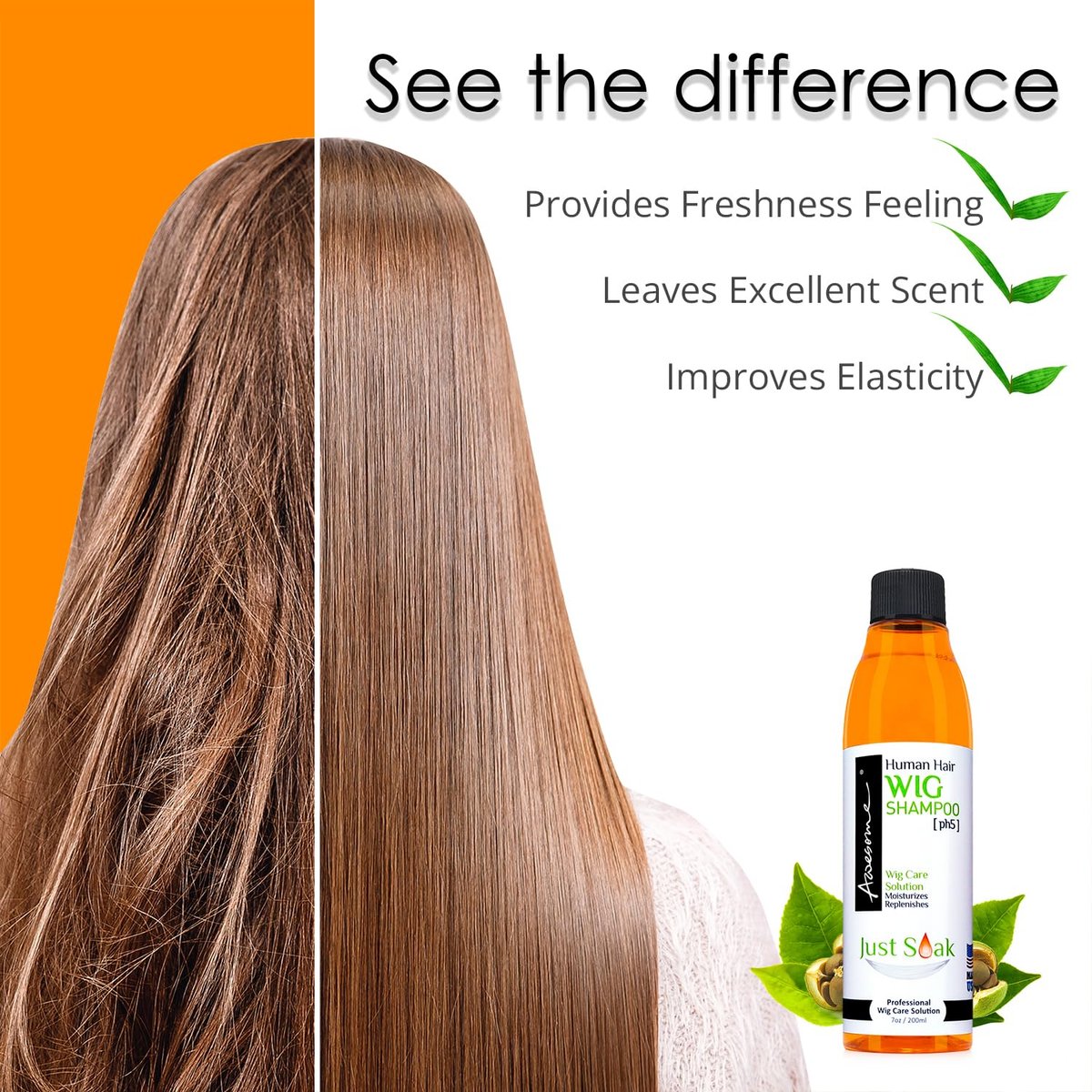 Awesome Human Hair Wig Shampoo - pH5 Wig Care Solution, Adds Body & Volume, Promotes Silkiness and Shine, Detangle & Easy Combing, 7 fl oz Avelisse