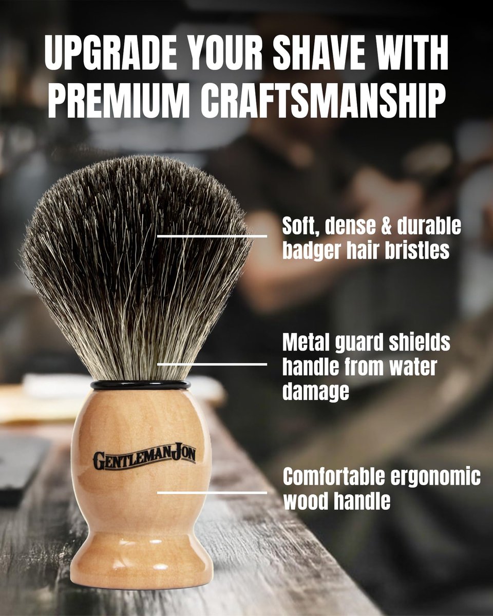 Gentleman Jon Safety Razor Shaving Kit - 6 Piece Wet Shave Set with Vintage Razor, Badger Brush, Alum Block, Shave Soap, Stainless Bowl & Double Edge Blades Avelisse
