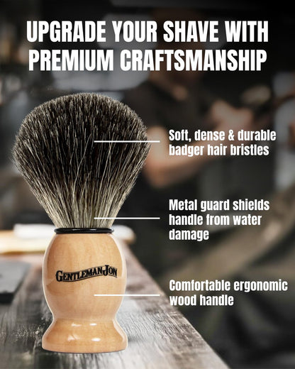 Gentleman Jon Safety Razor Shaving Kit - 6 Piece Wet Shave Set with Vintage Razor, Badger Brush, Alum Block, Shave Soap, Stainless Bowl & Double Edge Blades Avelisse