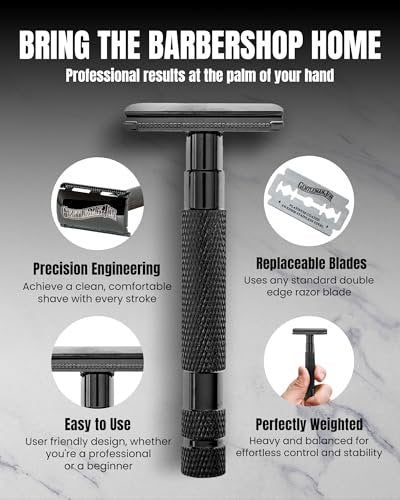Gentleman Jon Safety Razor Shaving Kit - 6 Piece Wet Shave Set with Vintage Razor, Badger Brush, Alum Block, Shave Soap, Stainless Bowl & Double Edge Blades Avelisse