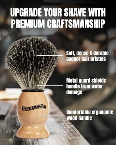 Gentleman Jon Safety Razor Shaving Kit - 6 Piece Wet Shave Set with Vintage Razor, Badger Brush, Alum Block, Shave Soap, Stainless Bowl & Double Edge Blades Avelisse
