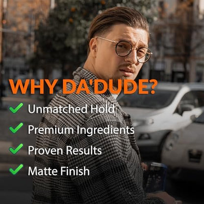 Da Dude Hair Wax for Men – Strong Hold, Matte Finish, Non-Greasy & Long-Lasting Styling Wax (3.38 oz)