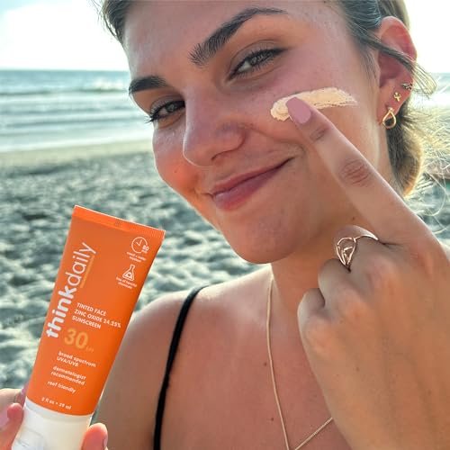 Thinkdaily SPF 30 Tinted Sunscreen for Face with Zinc Oxide, 2 Oz – Safe, Natural, Water Resistant Reef Safe Sunscreen for All Skin Tones, Broad Spectrum UVA/UVB Sun Protection - görsel 8