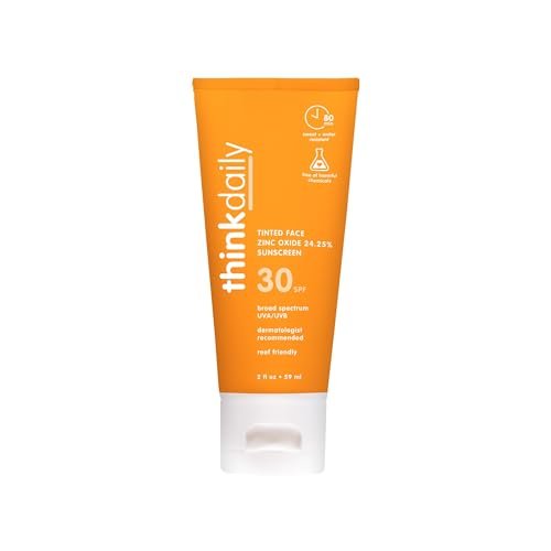 Thinkdaily SPF 30 Tinted Sunscreen for Face with Zinc Oxide, 2 Oz – Safe, Natural, Water Resistant Reef Safe Sunscreen for All Skin Tones, Broad Spectrum UVA/UVB Sun Protection - görsel 2