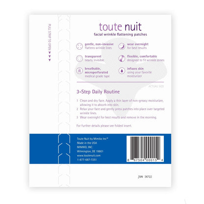 Toute Nuit Wrinkle Patches – Jet – Face Tape for Forehead and Large Frown Lines – Hypoallergenic Anti Wrinkle Patches – 20 Count, Made in USA Avelisse