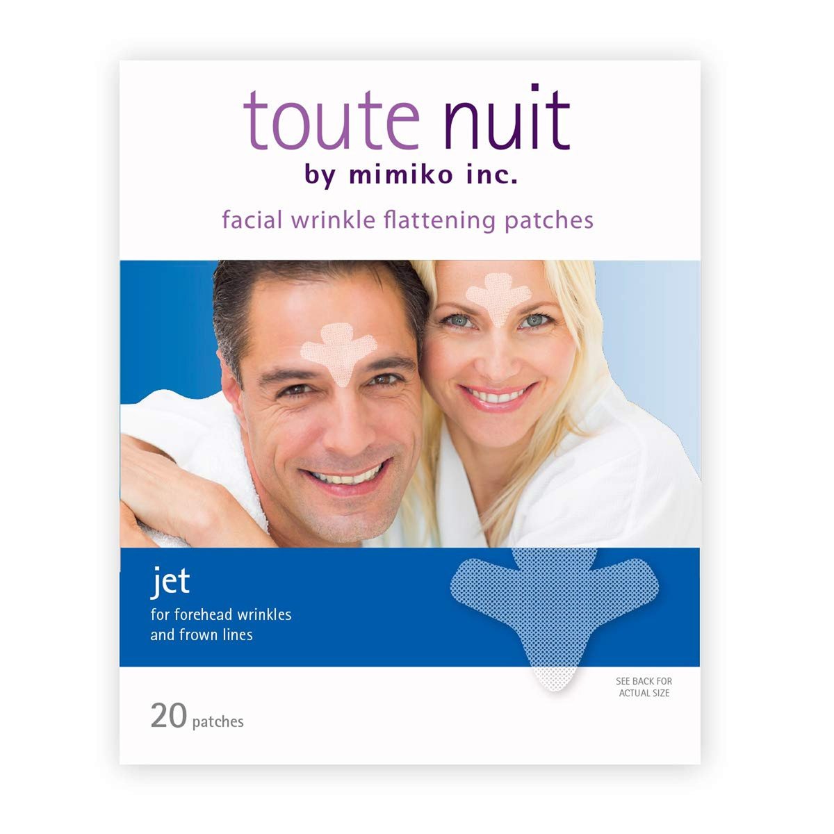 Toute Nuit Wrinkle Patches – Jet – Face Tape for Forehead and Large Frown Lines – Hypoallergenic Anti Wrinkle Patches – 20 Count, Made in USA Avelisse