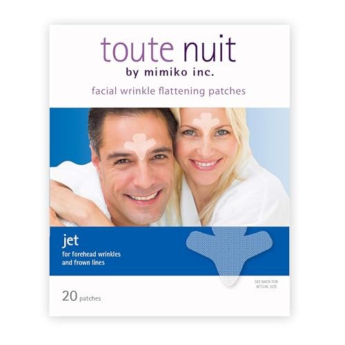 Toute Nuit Wrinkle Patches – Jet – Face Tape for Forehead and Large Frown Lines – Hypoallergenic Anti Wrinkle Patches – 20 Count, Made in USA Avelisse