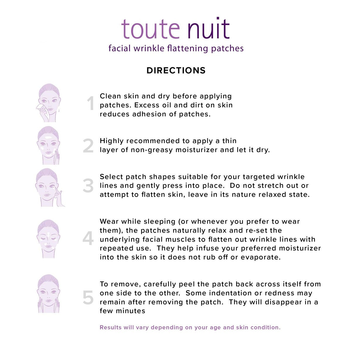 Toute Nuit Wrinkle Patches – Jet – Face Tape for Forehead and Large Frown Lines – Hypoallergenic Anti Wrinkle Patches – 20 Count, Made in USA Avelisse