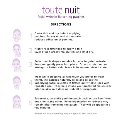 Toute Nuit Wrinkle Patches – Jet – Face Tape for Forehead and Large Frown Lines – Hypoallergenic Anti Wrinkle Patches – 20 Count, Made in USA Avelisse
