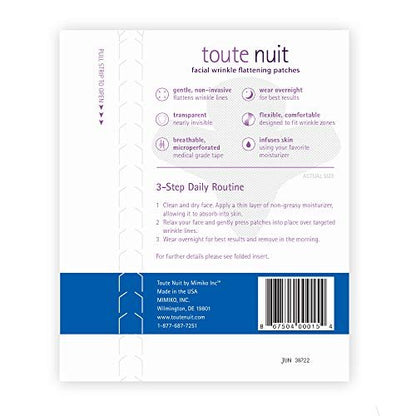Toute Nuit Wrinkle Patches – Jet – Face Tape for Forehead and Large Frown Lines – Hypoallergenic Anti Wrinkle Patches – 20 Count, Made in USA Avelisse