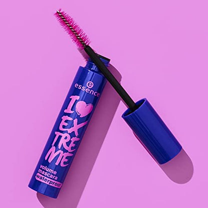 Essence I Love Extreme Volume Mascara Waterproof - Paraben Free & Cruelty Free - Intense Black - 1 Pack